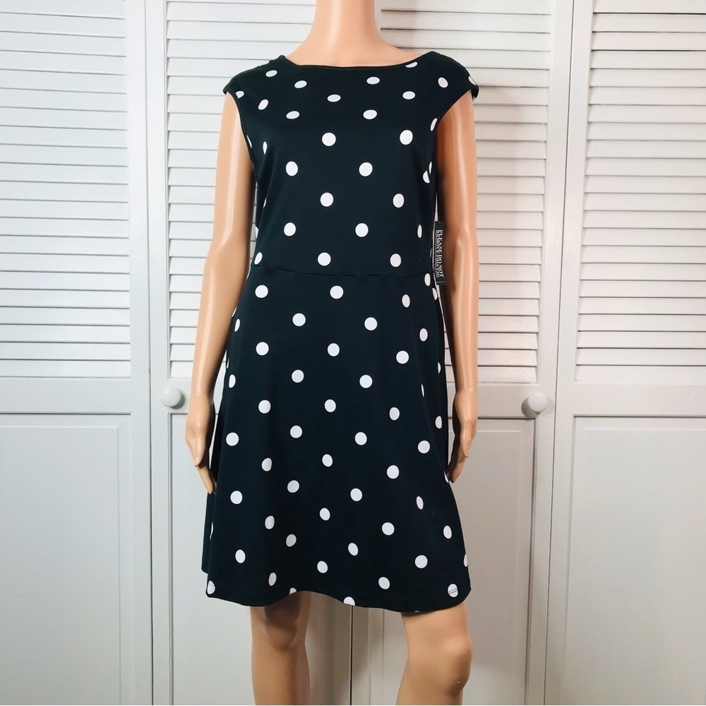 NEW YORK & COMPANY Black Polka Dot Sleeveless Dress Size Medium